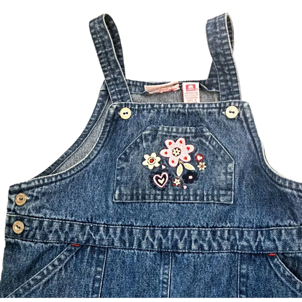 Girl's 6X JUST FRIENDS Denim Blue Jean‎ Dress Jumper Classic Embroidered Cotton